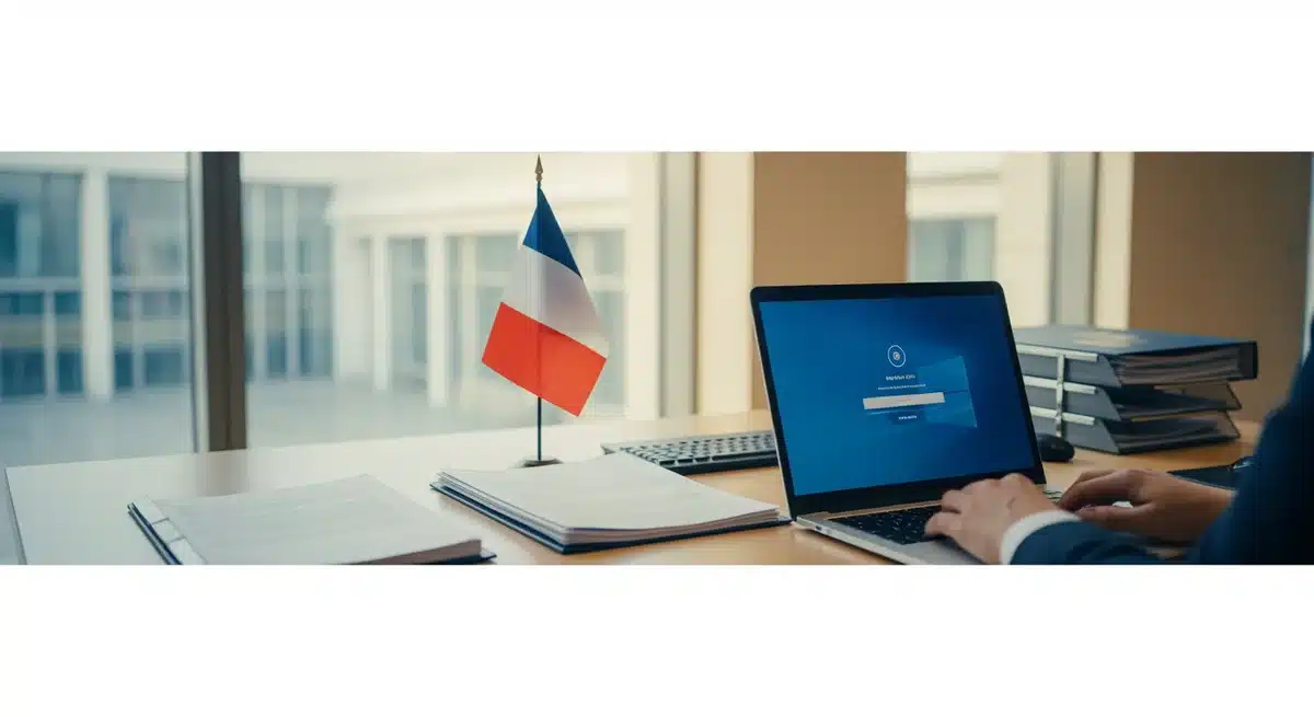 Espace de travail moderne avec ordinateur portable affichant l'interface de connexion ensap.gouv